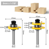 8mm Shank T-Slot Milling Cutter Set, 2Pcs 3-Flute Woodworking Tools V1188-CE-Y721-02854