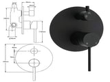 Stainless Steel Black Round Shower Mixer Diverter Lead Free Healthy For Bath Set V1233-KRD202B