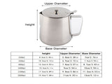 Stainless Steel Coffee Cup Mug Milk Frothing Pitcher Jug with Lid for Latte Coffee Art V1294-YM0727-JY11414-06