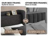 Artiss Queen Bed Frame Gas Lift Storage Bed with Charging Ports Upholstered Geometric Headboard BFRAME-G-MORFEI-Q-BK-ABC