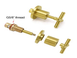 Brushed Gold Shower 1/4 Turn Twin Taps Basin Bath Spout Hot Cold Water Mixer Set V1233-KCR201BG