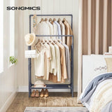 SONGMICS Metal Clothes Rack with 2 Rails Grey V227-8498101001080