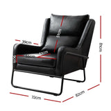 Artiss Armchair Accent Chair PU Leather Wingback Black UPHO-F-ARM-03-PU-BK
