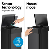 Devanti 50L Sensor Bin Motion Rubbish Bins Kitchen Automatic Trash Can Black SB-D-50-K250-BK