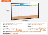 36"x 24" Monthly Calendar Whiteboard & Cork Board Combo with Aluminum Frame 2-in-1 Magnetic Dry V952-RMB36X24RLBBZZZDYV0