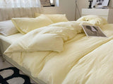 Light-yellow Solid Color Solid Color Solid Color 1.5m Bed Fitted Sheet Set with 200x230cm Duvet V888-ELOSUNG19100