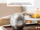 Mini Countertop Trash Can, Simple Stainless Steel Table Trash Can with Swing Lid Egg Shape Small V1369-AZ3-W-01412