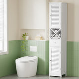 Artiss Bathroom Storage Cabinet 170cm Tall Slim Organiser Toilet Corner Adjustable Shelf Louver Door FURNI-S-BATH-X170-WH