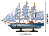 Wooden Sailboat Decoration for DIY Craft Blue Wood Ornament Desktop Sailboat .5 Inches V1369-AZ3-W-10547