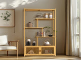 6 Tiers Freestanding Bamboo Storage Shelf High & Low Shelf Bookshelf Plant Stand V767-JJ-ZZ1623