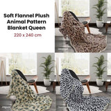 Animal Pattern Soft Flannel Plush Queen Size Blanket 220 x 240cm Leopard V442-STT-BLANKET-ANIMALLEOPARD-BROWN-QS