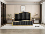 Elegant King Bedframe Charcoal Velvet Fabric with Gas Lift Storage and Golden Trim V357-STARSHINE-KING-CHARCOAL-ABC