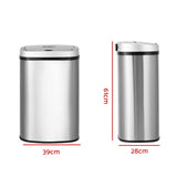 Devanti 50L Sensor Bin Motion Rubbish Automatic Silver SB-D-50-SS