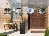Metal Umbrella Stand in Black - Hollowed Design, 15x15x42cm, Holds 4-6 Long Umbrellas V178-59214