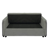 Sarantino Quincy 2-Seater Velvet Sofa Bed in Dark Grey with Wooden Frame & Tufted Design SOFA-7006-VEL-DGY