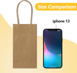 100 Pack 3.5x2.4x6.7 Inches Mini Gift Party Favor Bags Small Brown Gift Bags with Handles Bulk V1258-DP02-WO-176