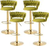 SERENIT 2x Height Adjustable Swivel Bar Stool Velvet Golden Base Barstools Chairs Padded Seat Olive V255-GP1762_OLIVEGREEN