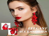Long Acrylic Rose Petal Dangle Exaggerated Flower Drop Statement Floral Tassel V1366-AZ2-W-13273