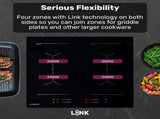 EuroChef 60cm 4 Zone Induction Cooktop, 7200W Electric, Dual Link Bridged Zone Hobs, Touch Controls V219-COKICTEC642A