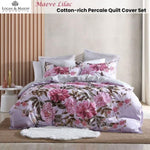 Logan and Mason Maeve Lilac Cotton-rich Percale Print Quilt Cover Set Queen V442-LED-QUILTCS-MAEVE-LILAC-QS