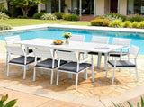 Gardeon Outdoor Dining Set 9PCS Aluminum Extendable Table Chairs Patio Furniture FF-DINING-9ALU-WH-ABC
