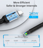 CHOETECH XCC-1042 Gen3.0 USB4.0 with 8K @ 60hz Video & Audio 240W USB-C to C Braided Cable 2M V28-ELECHOXCC1042