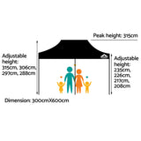 Instahut Gazebo Pop Up Marquee 3x6 Folding Outdoor 500D Tent Base Pod Black GAZEBO-T-3X6-F-BK-BASE