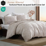 Ardor Avena Almond Textured Floral Jacquard Quilt Cover Set King V442-INT-QUILTCS-AVENAJACQUARD-ALMOND-KI