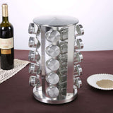 20 Glass Jars with Labels, Transparent, Rotating Spice Tower V1237-ZY-506-0001