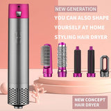 5 in 1 Hot Air Brush with Interchangeable Brush Head,Professional Hot Air Brush for Curling Drying V1370-AZ4-05187