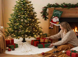 White Knitted Christmas Tree Skirt & Santa Stocking Combo Set Festive Holiday Home Decor Reusable V888-ELOSUNG54467