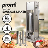 Pronti 5L Stainless Steel Vertical Sausage Stuffer SSG-STR-VTL-5L