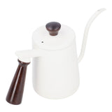 Portable Stainless Steel Coffee Pot with Wooden Handle Long Gooseneck Spout Cafe KettleWhite 700ml V1294-YM0901-3118200231811