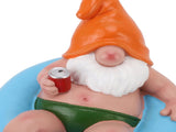 Pool Floater Gnome Statue Resin Pool Party Relaxing Funny Garden Floating Gnome Figurine for Outdoor V1294-YM0901-3111250053412