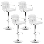 Artiss 4x Bar Stools Leather Gas Lift w/Armrest White BA-K-1055A-WHX4