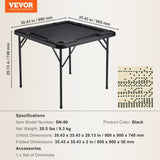 VEVOR Mahjong Table, Square 4 Player Folding Card Table with 4 Cup Holders & 4 Chip Trays, Portable V952-SDMJZHSDMNGP0C7TXV0