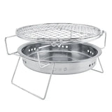 1 Piece Mini Charcoal BBQ Grill, Foldable Stainless Steel Round Camping Grill for Picnics, Patios V1189-LC-HW-00255