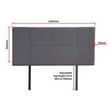 Linen Fabric Double Bed Headboard Bedhead - Grey V63-800797