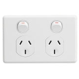 C2000 Series Classic 250V 10A Horizontal Twin Double Pole Switch Socket Outlet, White Electric V1202-V1-CLIC2025DWE