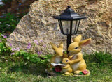 Solar Simulation Rabbit Ornament, charges by day and lights up automatically at night, three rabbits V1232-TZHPD-001