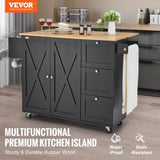 VEVOR Kitchen Island Cart Rolling Storage Cabinet on Wheel with Drawer & Shelves V952-QFBYDKCFD3XJC3ZMWV0