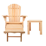 Gardeon 3PC Adirondack Outdoor Table and Chairs Wooden Sun Lounge Beach Patio Natural FF-BEACH-CHOT-3NTL