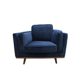 Single Seater Armchair Sofa Modern Lounge Accent Chair in Soft Blue Velvet with Wooden Frame V43-SOF-YOKBU1S