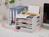 Multi-Functional Desktop Organizer with Document and Stationery Storage - Compact Desk Shelf, V888-ELOSUNG11323