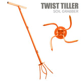 Manual Twist Tilling Soil Claw Garden Cultivator with T-Handle and Adjustable Long Pole for Yard V1341-ZY-UDFPASWG-ORANGE