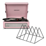 Crosley Voyager Bluetooth Portable Turntable - Amethyst Gadhouse Vinyl Rack Bundle - Black V398-CR8017BVR-AM4