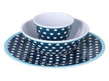 3 Piece Set of Salad Tableware Fruit Snack Plate Bowl and Cup Set Salad TablewareDark Blue Dots V1294-YM0523-3118210289911