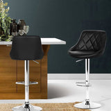 Artiss 2x Bar Stools Leather Padded Gas Lift Stool Black BA-K-704-BKX2
