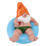 Pool Floater Gnome Statue Resin Pool Party Relaxing Funny Garden Floating Gnome Figurine for Outdoor V1294-YM0901-3111250053412