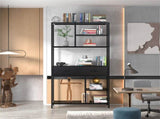 180Cm Tall Bookshelf With Drawers Industrial Bookcase W/ 6 Tiers Storage Shelves V767-JJ-XZ691-V1